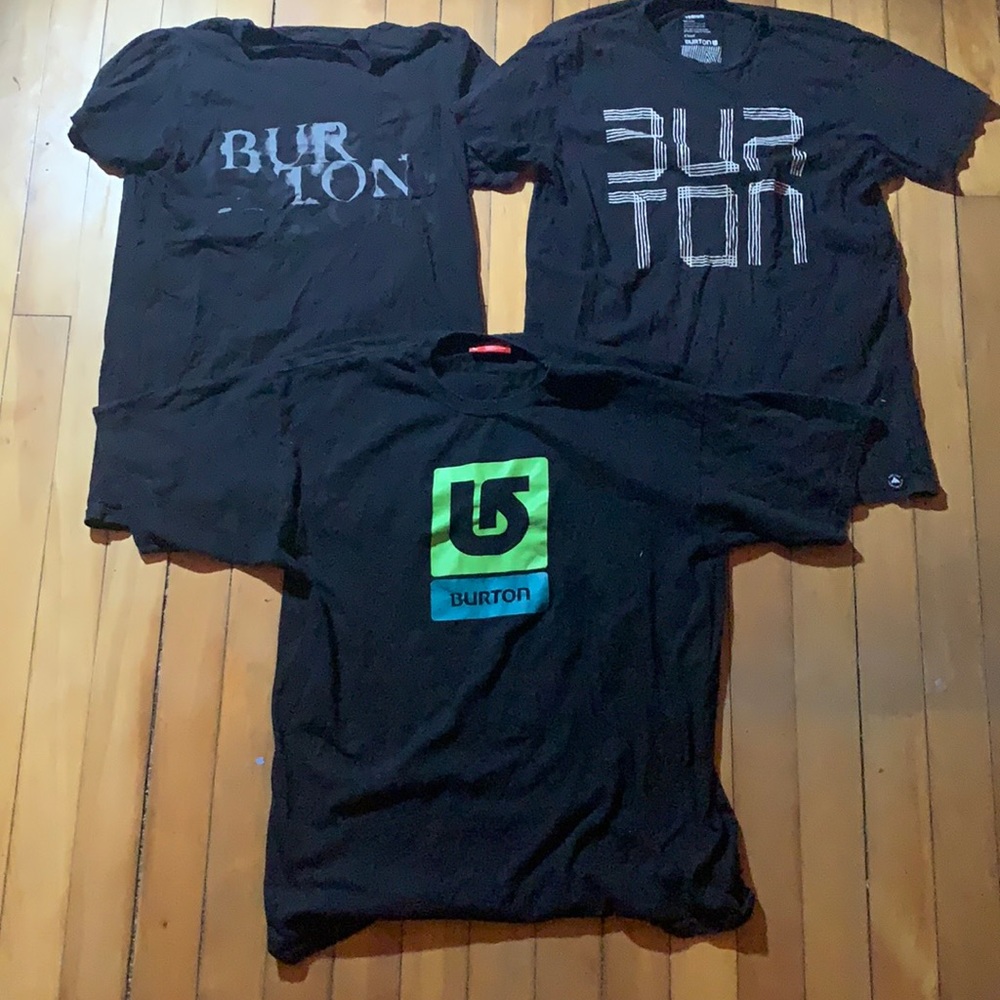 3 Burton T-Shirts. Mens XS, Mens Xs, Boys L (ALL FIT LIKE MENS S).